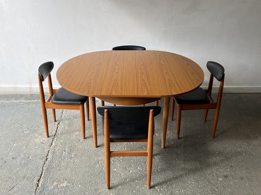 Mid Century Dining Table Dining Chairs by Schreiber Furniture 1960s Set of 6 for sale at Pamono