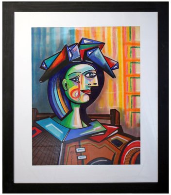 Cubist Portrait, Late 20th Century, Painting, Framed for sale at
