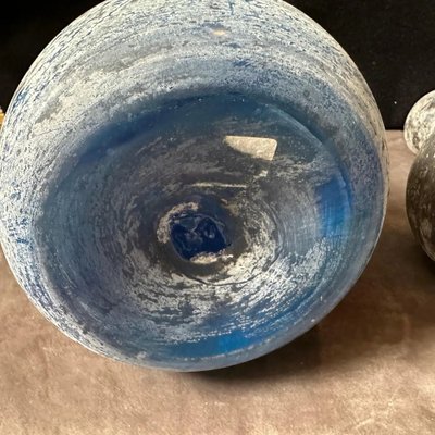 Cenedese Scavo Glass Vase ガラス ベース ムラーノ　青 Trio of Cobalt Blue Murano Scavo Glass Vases by Cenedese