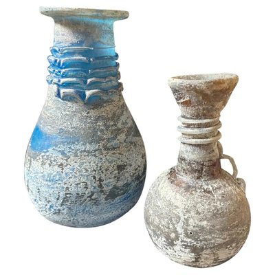 Cenedese Scavo Glass Vase ガラス ベース ムラーノ　青 Mid-Century Hand-Blown Murano Cobalt & Transparent Glass