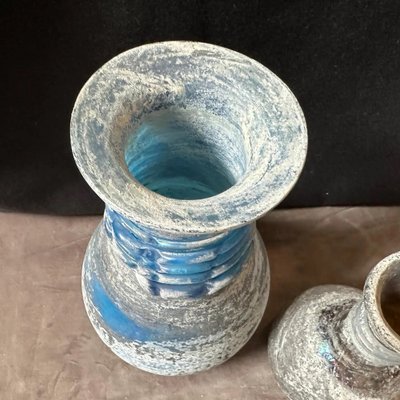Blue and Gray Scavo Murano Glass Vases from Cenedese, 1970s