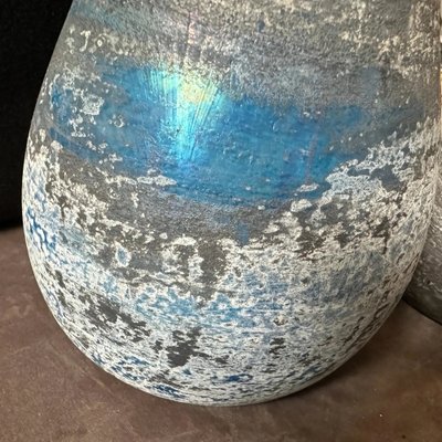 Blue and Gray Scavo Murano Glass Vases from Cenedese, 1970s