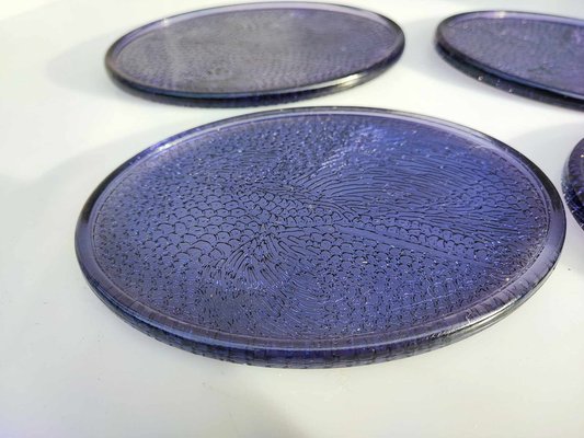 Vintage Cobalt Blue Glass Plate, 1970s, Set of for sale at Pamono