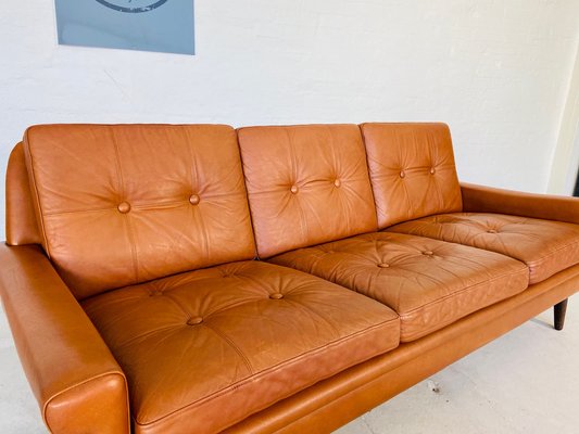 Vintage Danish 3 Person Sofa in Cognac Leather from Svend Skipper