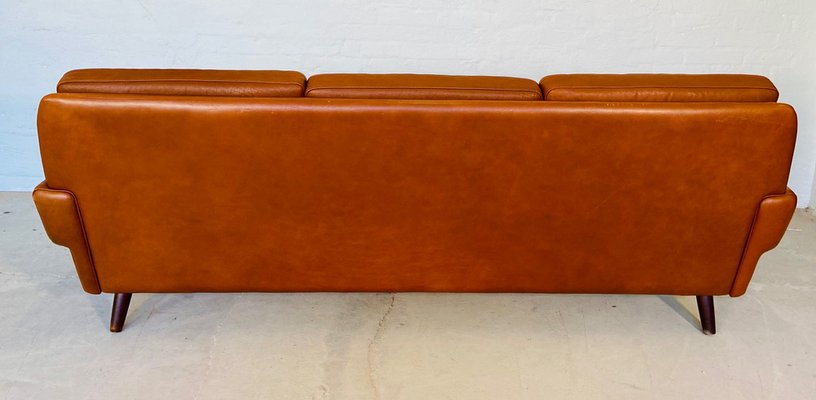 Vintage Danish 3 Person Sofa in Cognac Leather from Svend Skipper