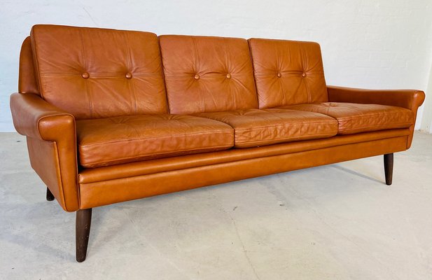 Vintage Danish 3 Person Sofa in Cognac Leather from Svend Skipper 1960s