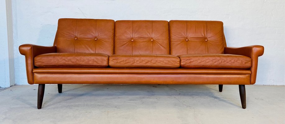 Vintage Danish 3 Person Sofa in Cognac Leather from Svend Skipper