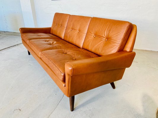 Vintage Danish 3 Person Sofa in Cognac Leather from Svend Skipper