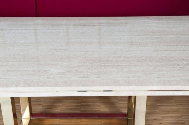 Vintage Dining Table With Br Base And Travertine Top Vintage Dining Table With Br Base And Travertine Top
