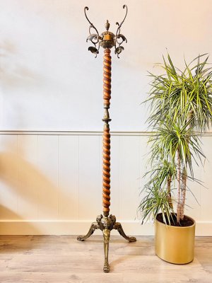 Vintage Standing Coat Rack in Wood Coat Stand Rack with Hooks for - Main Image
