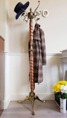 Vintage Standing Coat Rack in Wood Coat Stand Rack with Hooks for