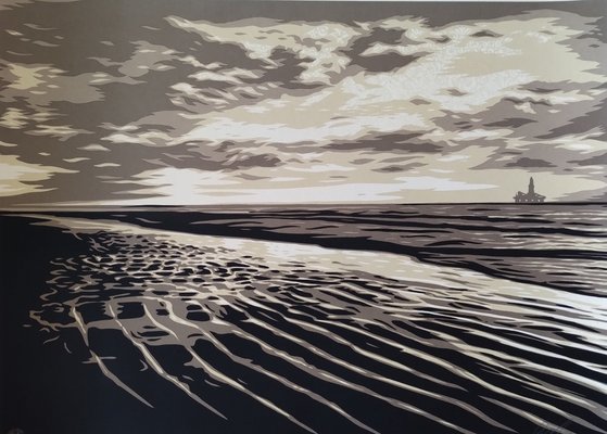 Shepard Fairey (Obey), Moon Over Biloxi White, 2011, Screen Print