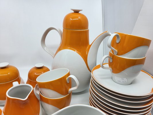 Space Age Service in White and Orange Porcelain from Heinrich