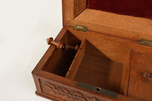 Boîte à Couture Vintage En Bois - Coffret De Rangement Rétro, Dimensions Environ 62x26x25 Cm