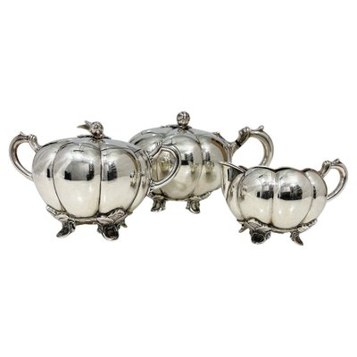 Dutch Silver Melon Tea Service attributed to Gerritsen & Van