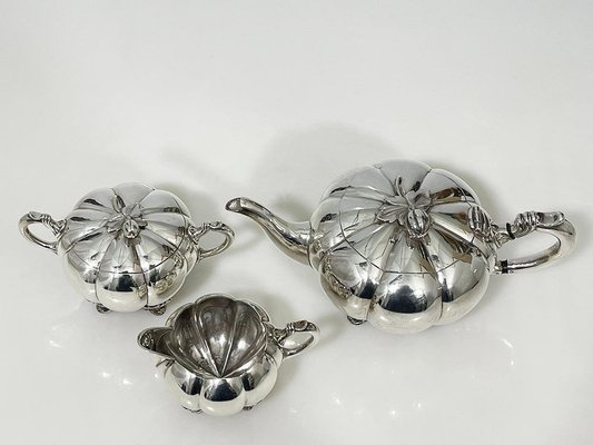 Dutch Silver Melon Tea Service attributed to Gerritsen & Van