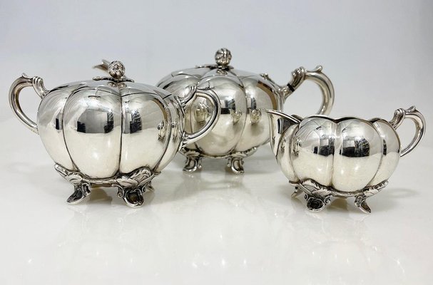 Dutch Silver Melon Tea Service attributed to Gerritsen & Van