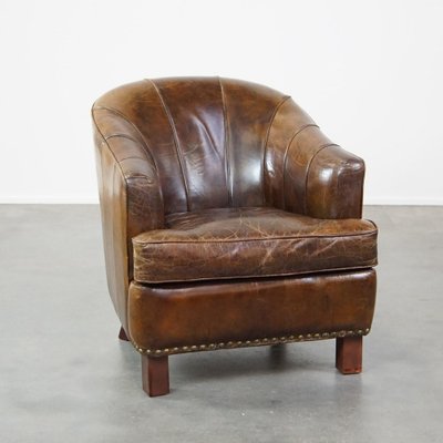 Vintage Leather Lounge Chair for sale at Pamono