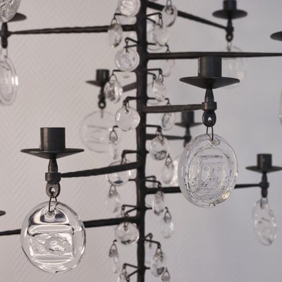 Large Vintage 12-Arm Chandelier by Erik Höglund for sale at Pamono
