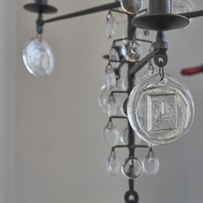 Large Vintage 12-Arm Chandelier by Erik Höglund for sale at Pamono