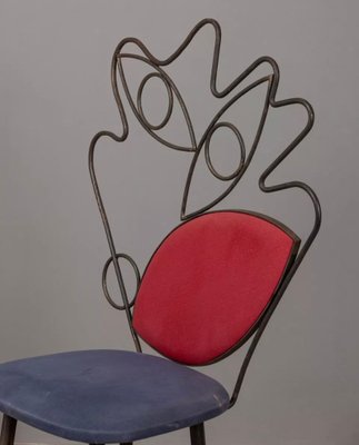 Vintage Italian Sculpture Chair in Iron and Fabric, 1970s for sale