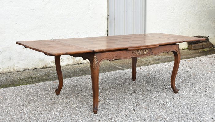 French Oak Parquetry Top Dining Table, 1890s for sale at Pamono