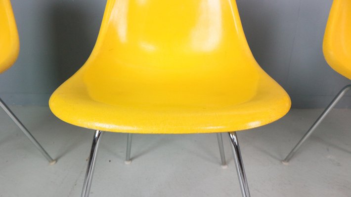 Vintage Yellow H-Base Chairs by Charles & Ray Eames for Herman