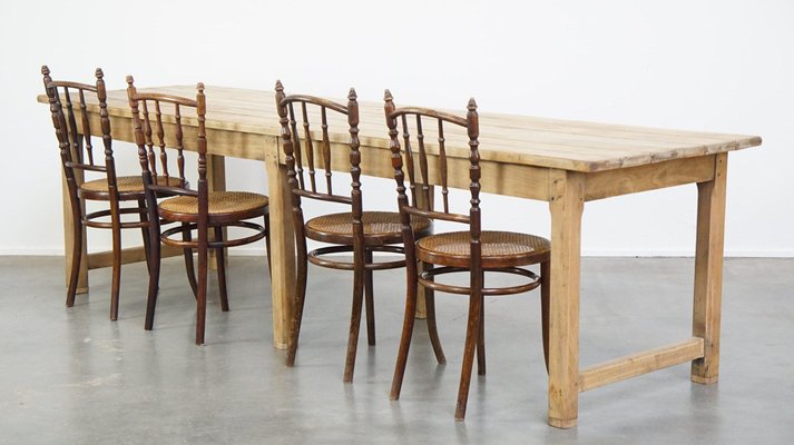 Large Late 18th Century Light Oak Farmers Dining Table for sale at Pamono