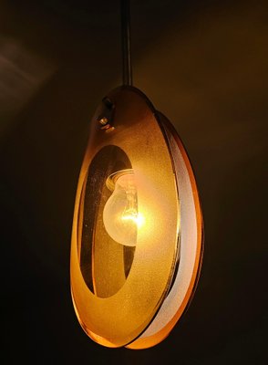 Small Mid-Century Drop Pendant Light in Amber Murano Glass