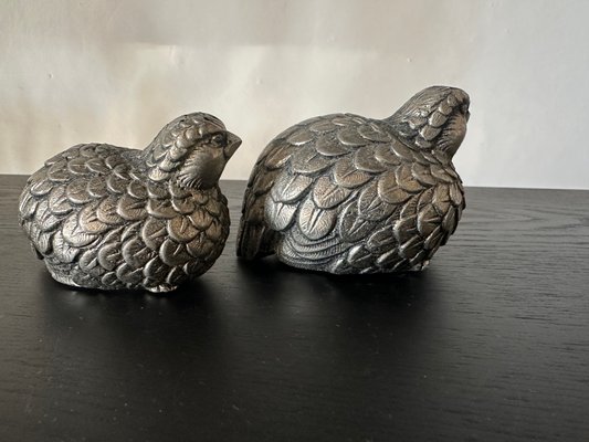 Vintage Gucci Quail Salt and Pepper Shakers in Silver Tone by
