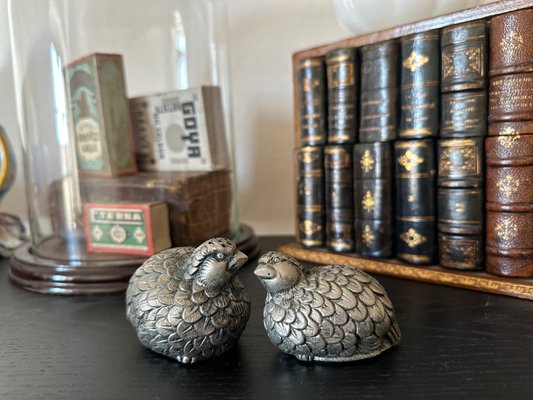 Vintage Gucci Quail Salt and Pepper Shakers in Silver Tone by