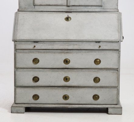 Antique Scandinavian Two Part Bureau With Cast Iron Handles For