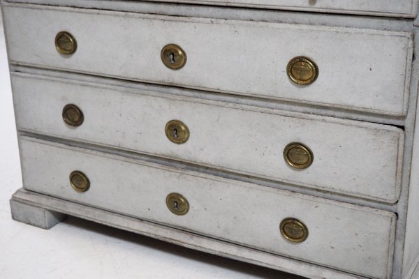 Antique Scandinavian Two Part Bureau With Cast Iron Handles For