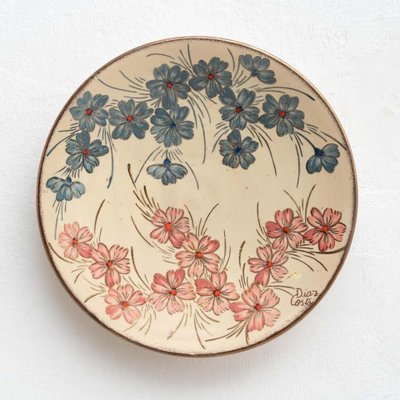 Catalan Hand-Painted Ceramic Plate by Diaz Costa, 1960s for sale