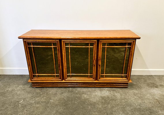 Verspiegeltes Vintage Bambus Sideboard von Maugrion fr Roche Bobois,  Frankreich, 1970er bei Pamono kaufen