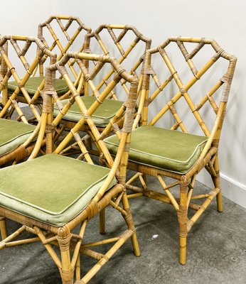 English Bamboo and Rattan Chairs from Angraves 1970s Set of 6
