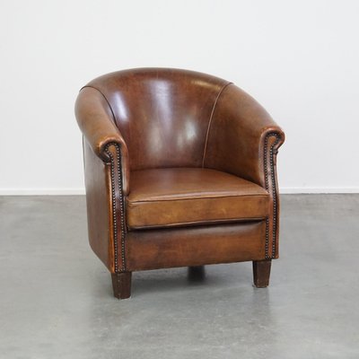 Club Brown Leather Armchair Vintage Whiskey Classic Occasional Chair Mid Century Inspired
