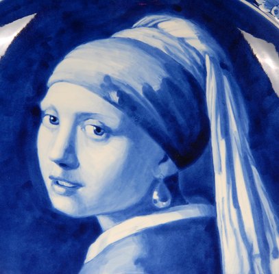 Delftware 真珠の耳飾りの少女 プレート Royal Delft Plate Girl with Pearl Earring in Blue and White by