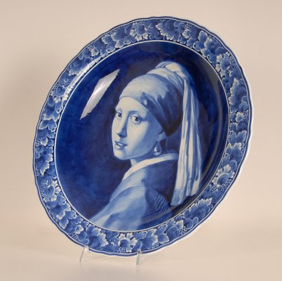 Delftware 真珠の耳飾りの少女 プレート Royal Delft Plate Girl with Pearl Earring in Blue and White by