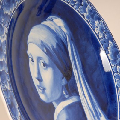 Royal Delft Plate Girl with Pearl Earring in Blue and White by