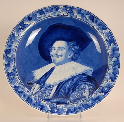 Dish Portrait Plate Frans Hals in Blue and White by Royal Delft, 1978