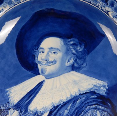 Dish Portrait Plate Frans Hals in Blue and White by Royal Delft