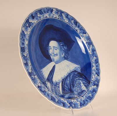 Dish Portrait Plate Frans Hals in Blue and White by Royal Delft