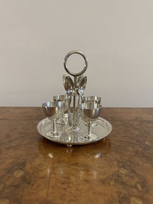 Edwardian Silver Plated Egg Cruet Set, 1900s, Set of for sale at