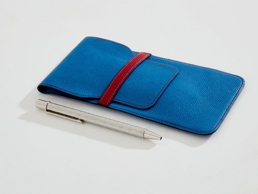 Blue Leather Pencil Case from Hermes 1990s for sale at Pamono