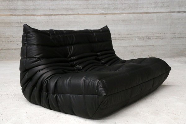 canap deux places togo vintage en cuir noir par michel ducaroy pour ligne roset 2 - Ligne Roset Canape canap deux places togo vintage en cuir noir par michel ducaroy pour ligne roset 2 - Ligne Roset Canape