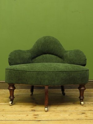 English Victorian Green Conversation Chair