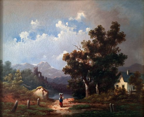 Franz Steinfeld, Landscapes, Oil Paintings, Late 1800s, Set of 2