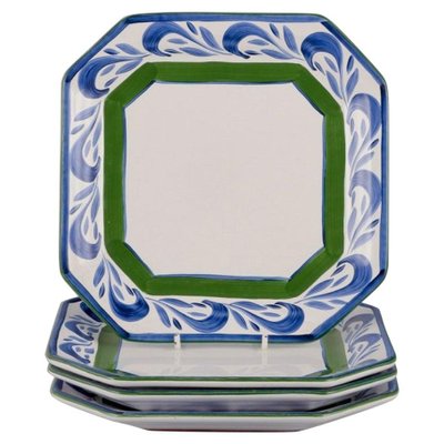 Square Ceramic Plates from Herend, Hungary, 1980s, Set of for
