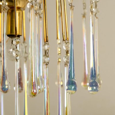 Crystal Teardrop Murano Glass Chandelier, Italy, 1950s for